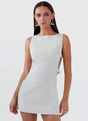 Day-To-Night Wear Polished Style Cherish You Buckle Mini Dress - Grey