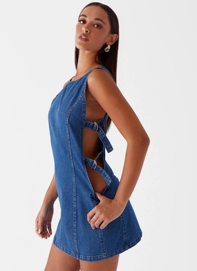 Easy Lovely Cherish You Denim Mini Dress - Blue Denim