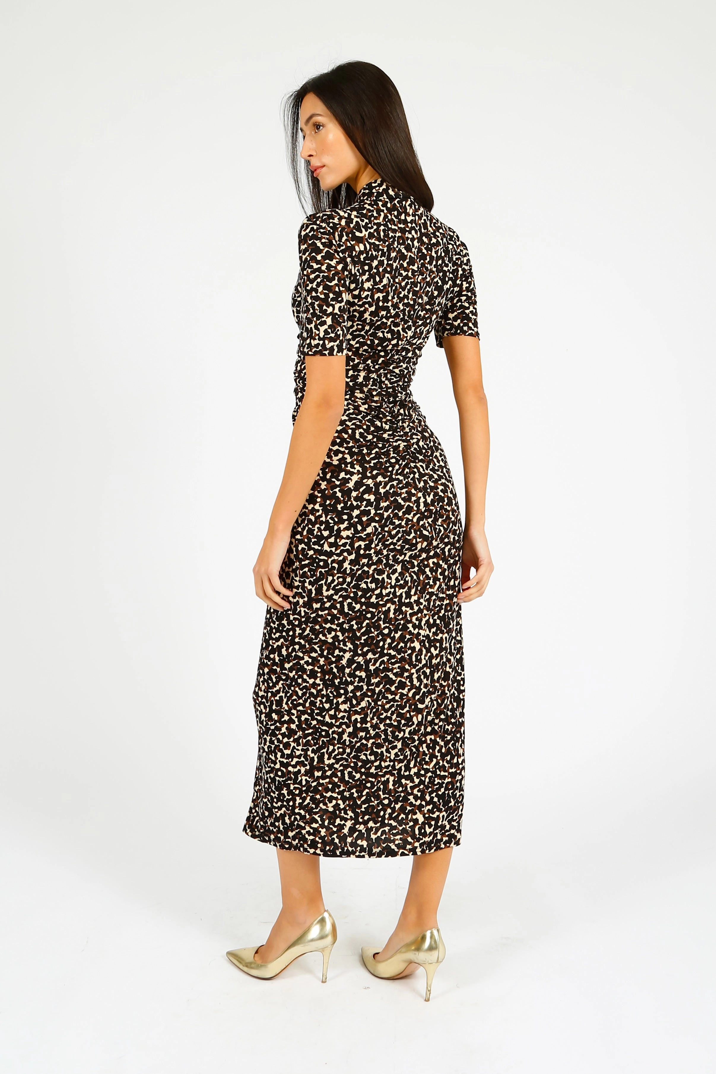 Neutral Finish Natural Layers DVF Zoey Dress in Camo Leopard