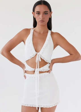 Love Exchange Ruffle Mini Dress - White Cloud Light Minimalist Style