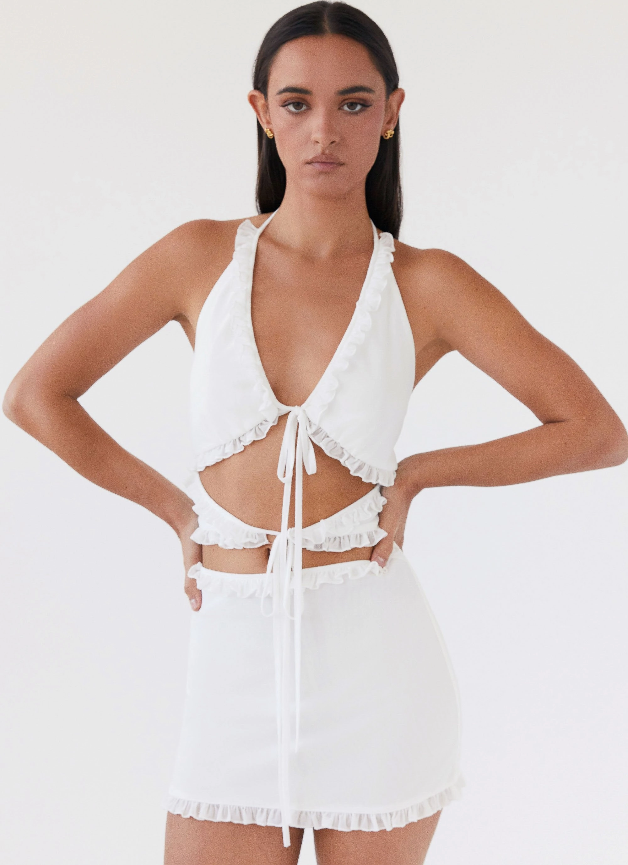 Love Exchange Ruffle Mini Dress - White Cloud Light Minimalist Style