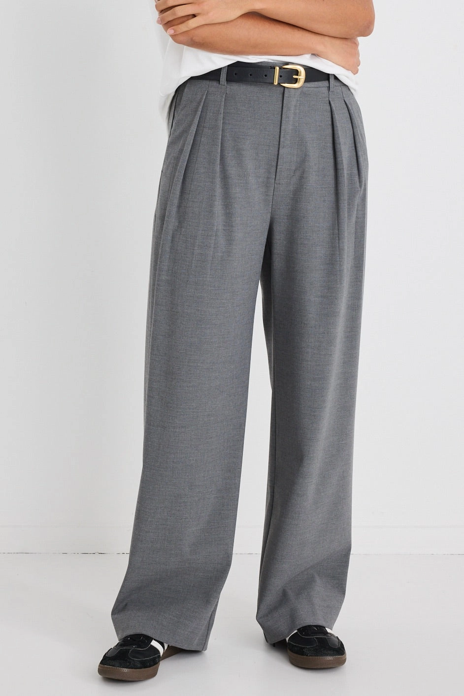 Sleek Design Sophisticated Charcoal Wide Leg Pants