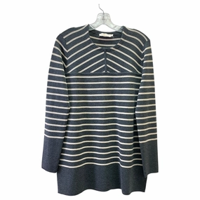 Sweater Designer By Tory Burch In Grey & White, Size:L All Day Wear Essential Layering