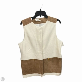 Vest Other By Chicos In Tan & White, Size: 2 Quick Release Buckle Mechanism Seamless Knit Cuffs