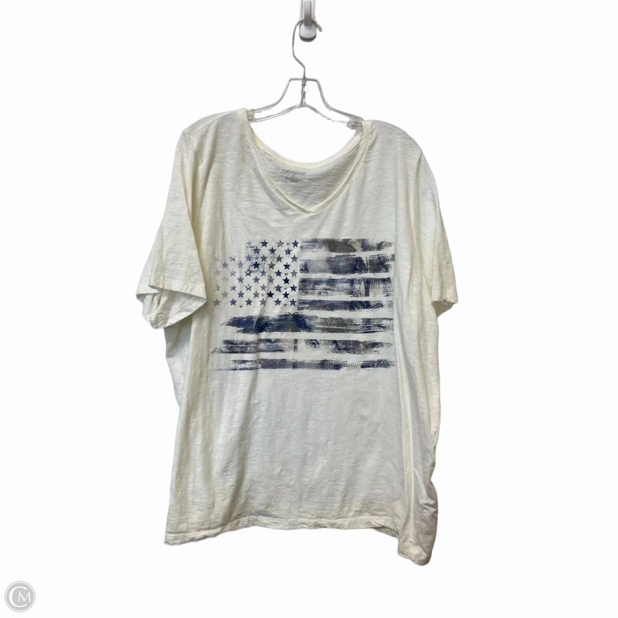 Good stretch vacation wear Top Short Sleeve By Catherines In Cream, Size: 2x