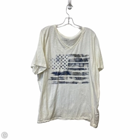 Good stretch vacation wear Top Short Sleeve By Catherines In Cream, Size: 2x