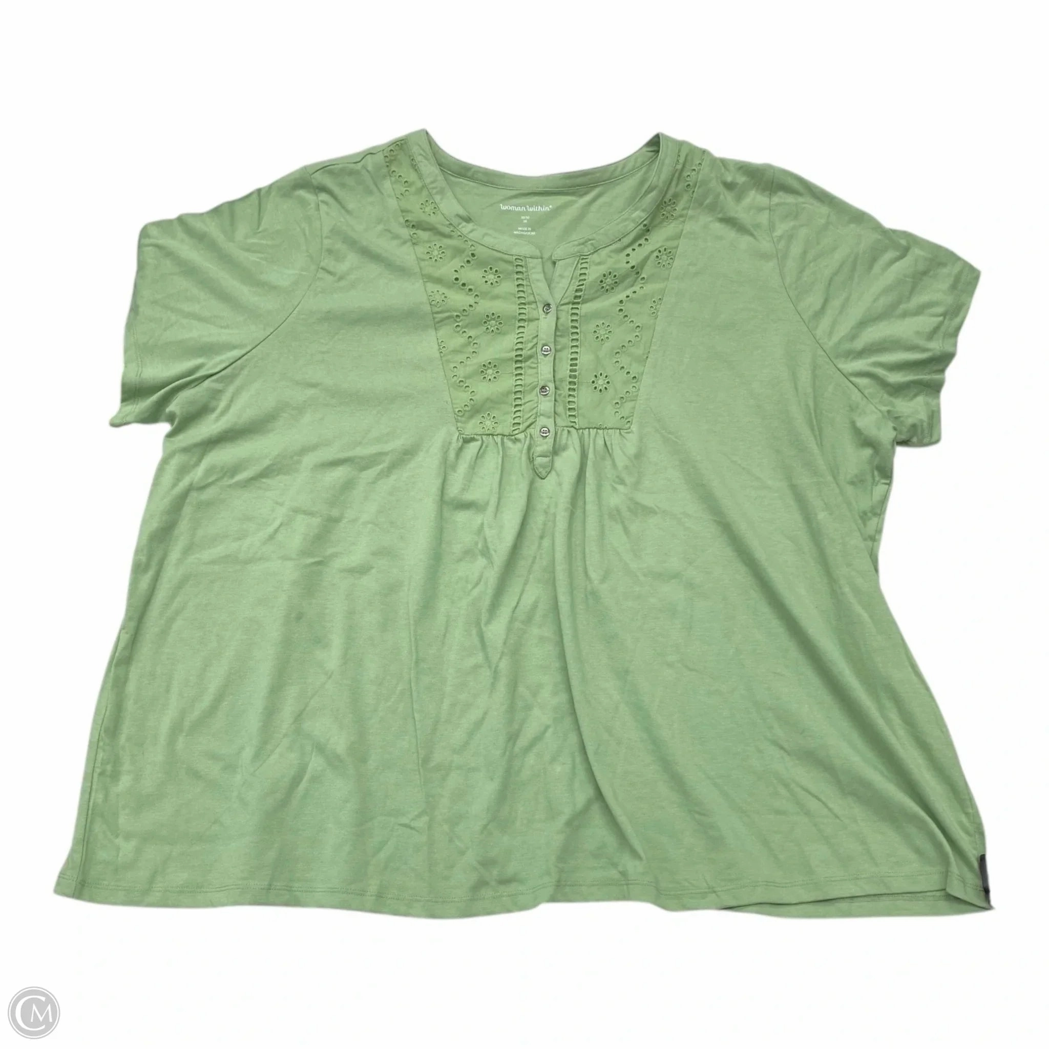 Top Short Sleeve By Woman Within In Green, Size: 3x Light Fit Wear