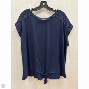 Classic Crew Neck Top Short Sleeve By Fortune & Ivy In Navy, Size: 2x