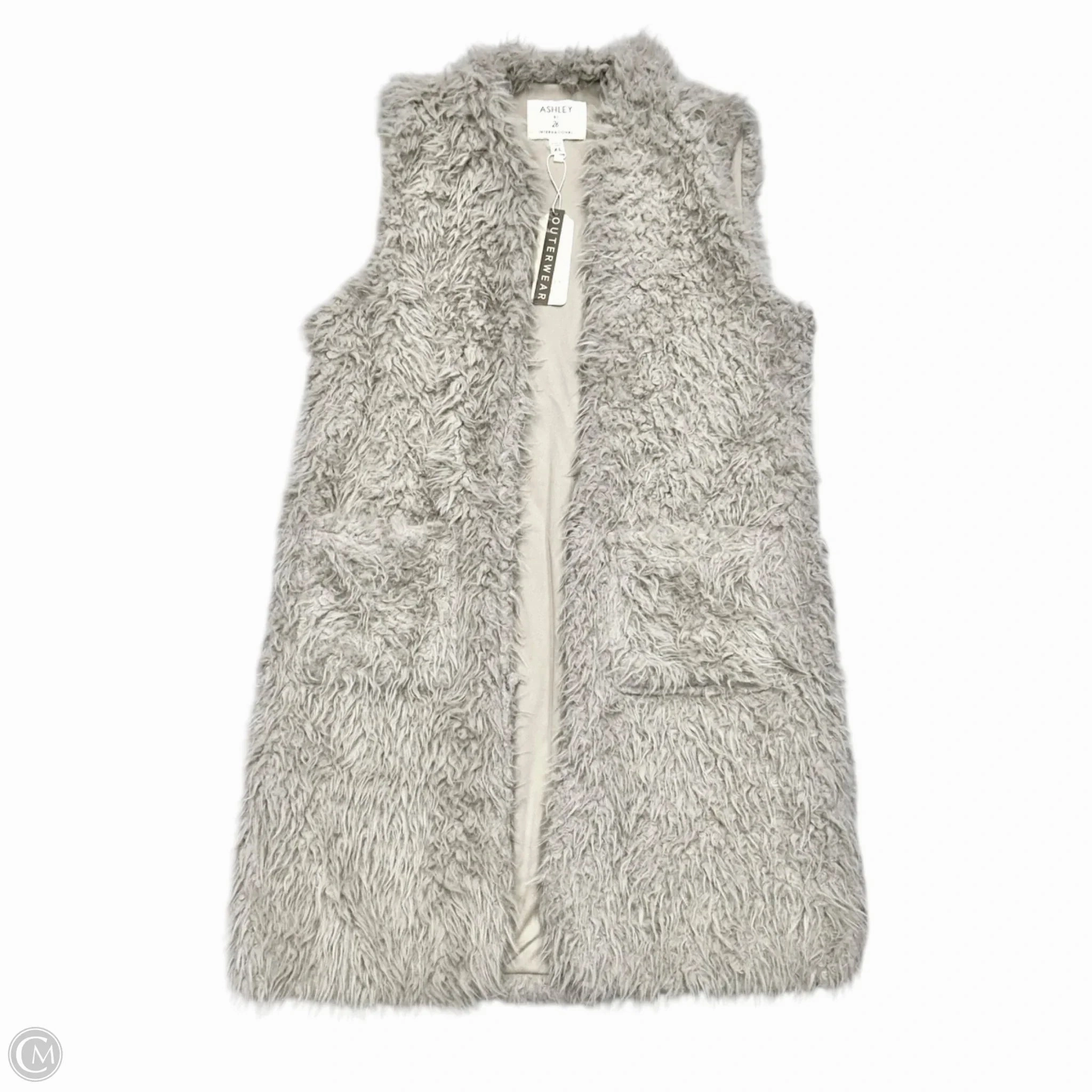 Quick Pull Zipper Vest Faux Fur & Sherpa By Ashley By 26 Int In Grey, Size: Xl