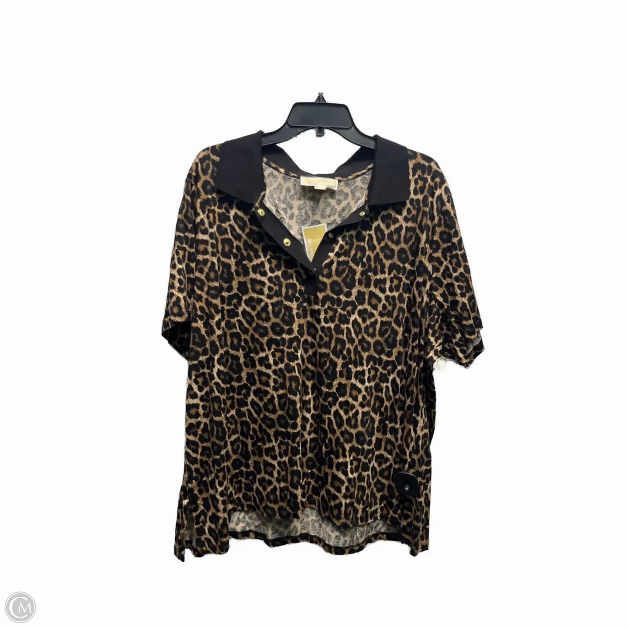 Top Short Sleeve By Michael By Michael Kors In Animal Print, Size: 3x Casual Statement
