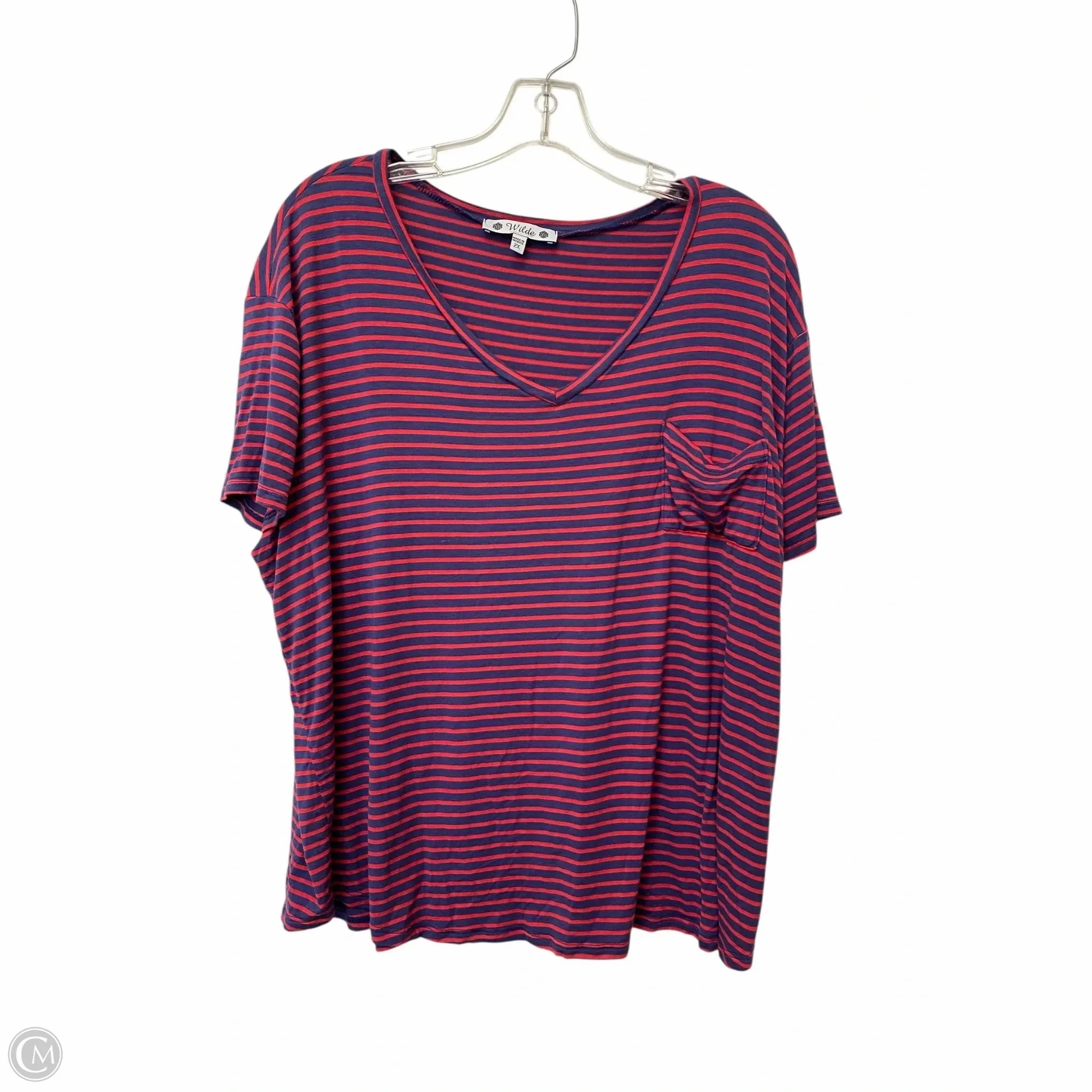 Everyday Wear Top Short Sleeve Basic By Clothes Mentor In Striped Pattern, Size: 2x