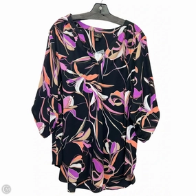 Top Short Sleeve By Worthington In Black & Purple, Size: 2x No Shrink Technology