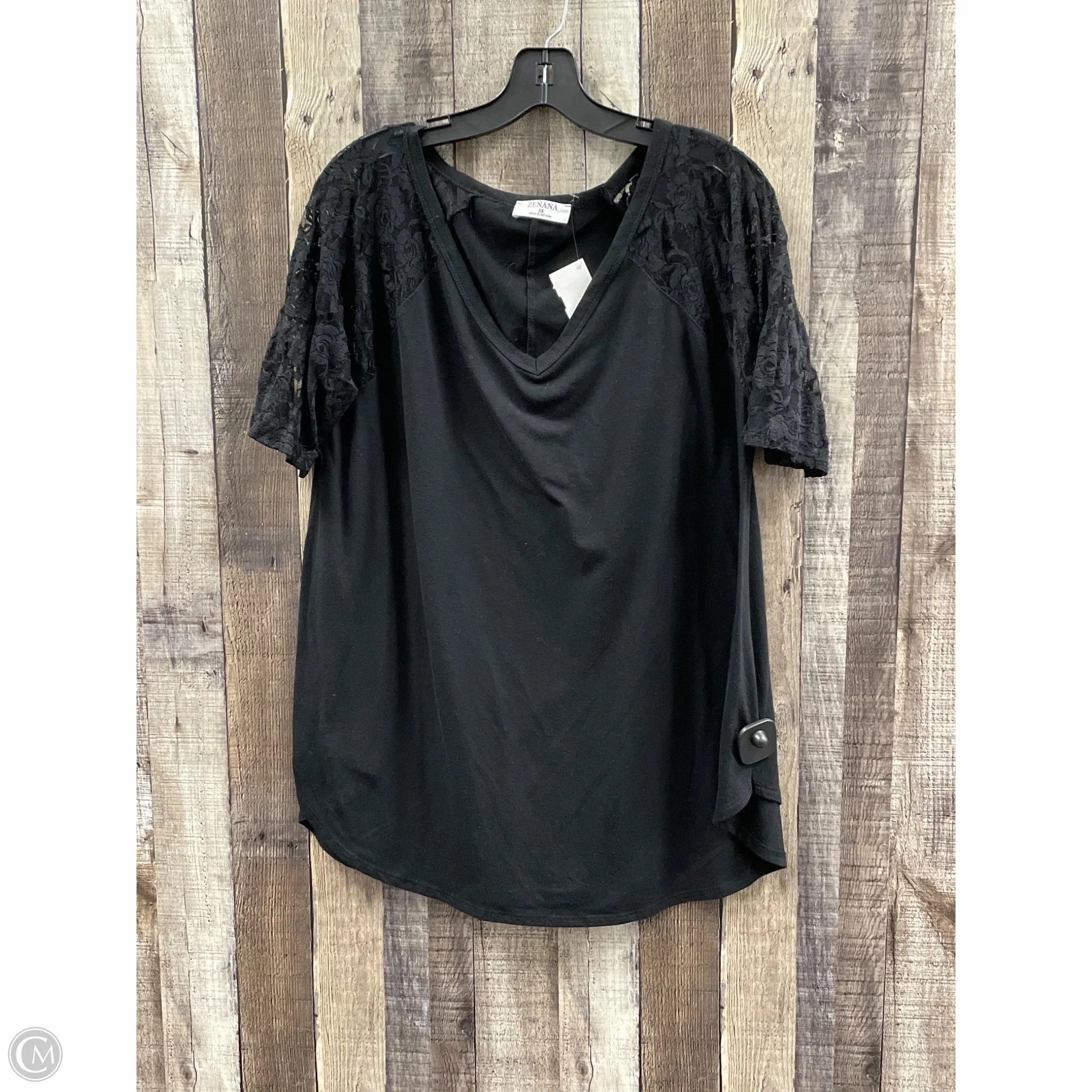 Sporty Fit Top Short Sleeve By Zenana Outfitters In Black, Size: 3x