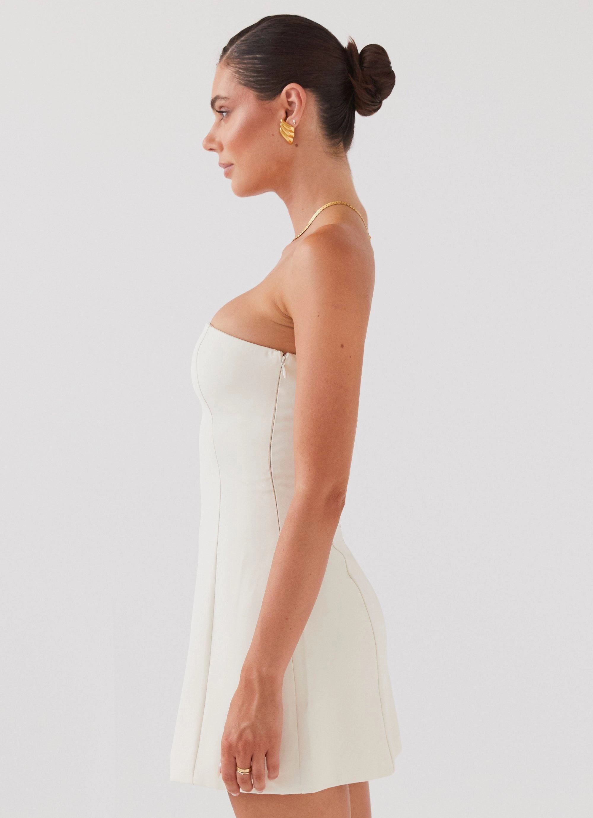 Glam Touch Ayanna Strapless Mini Dress - Ivory