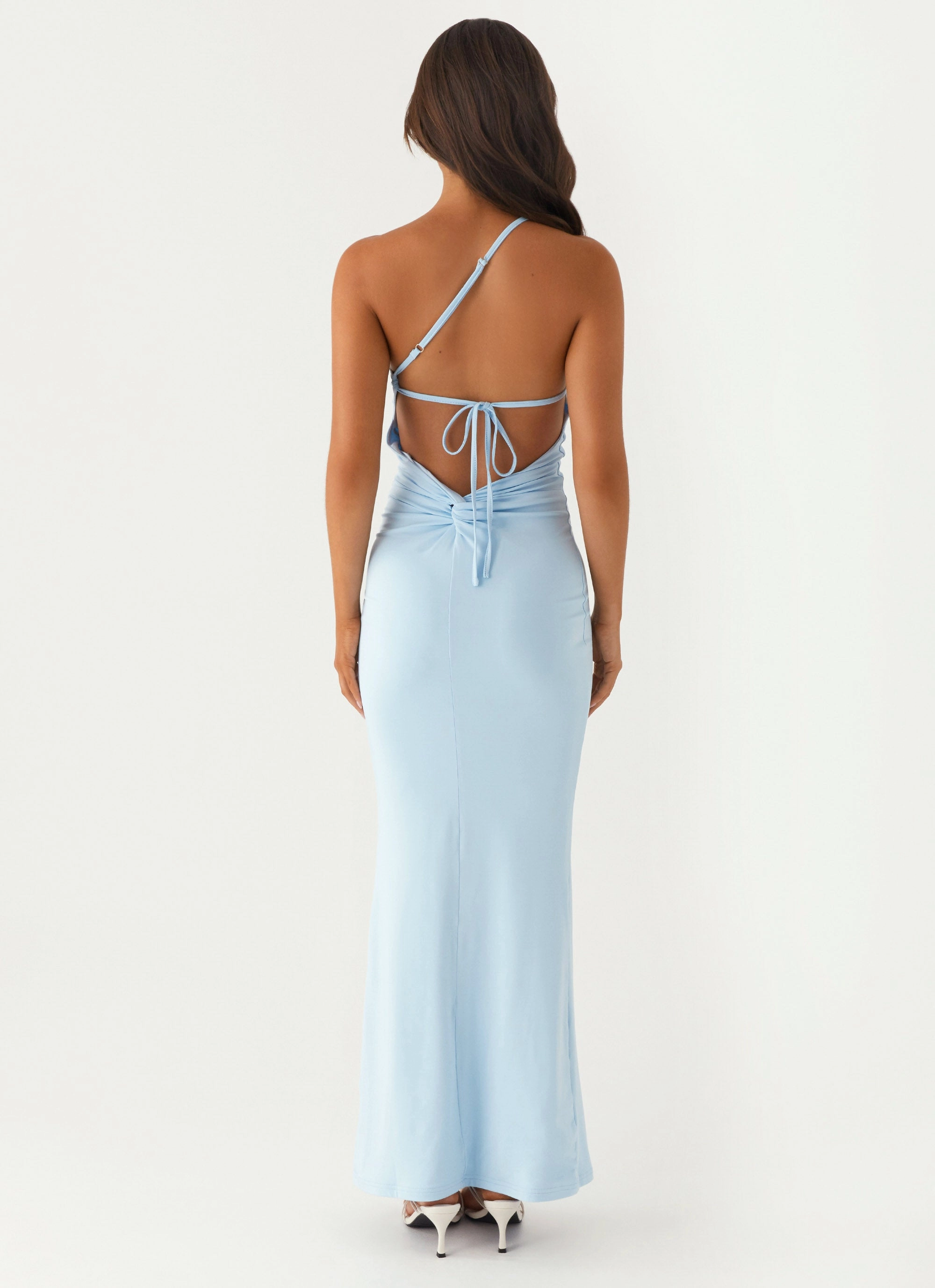 ElasticWaistband All-day Comfort Claudia One Shoulder Maxi Dress - Blue