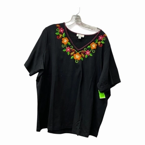 Comfy Fit Layer No Shrink Fabric Top Ss By Denim And Co Qvc In Black , Size:2X