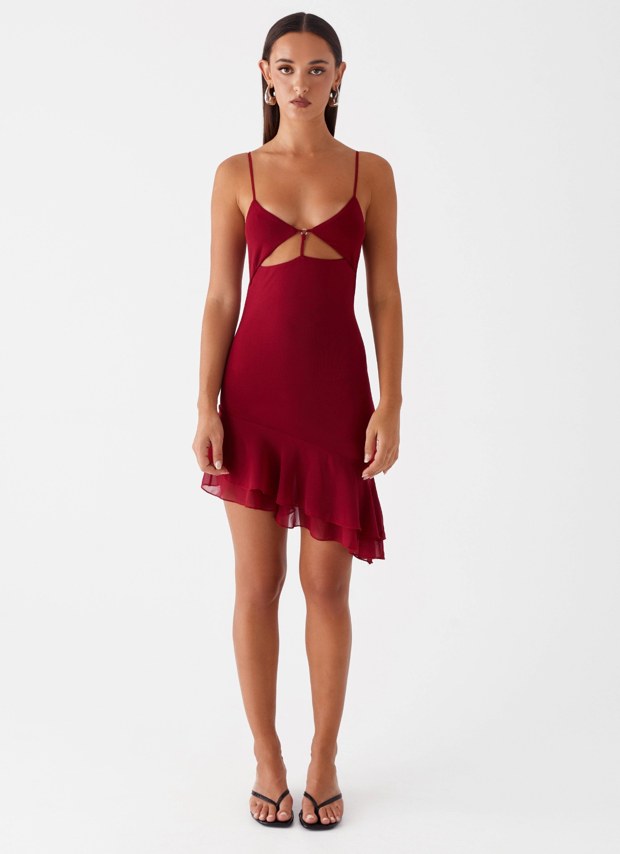 Tie-Detail Mallory Mini Dress - Cherry Red