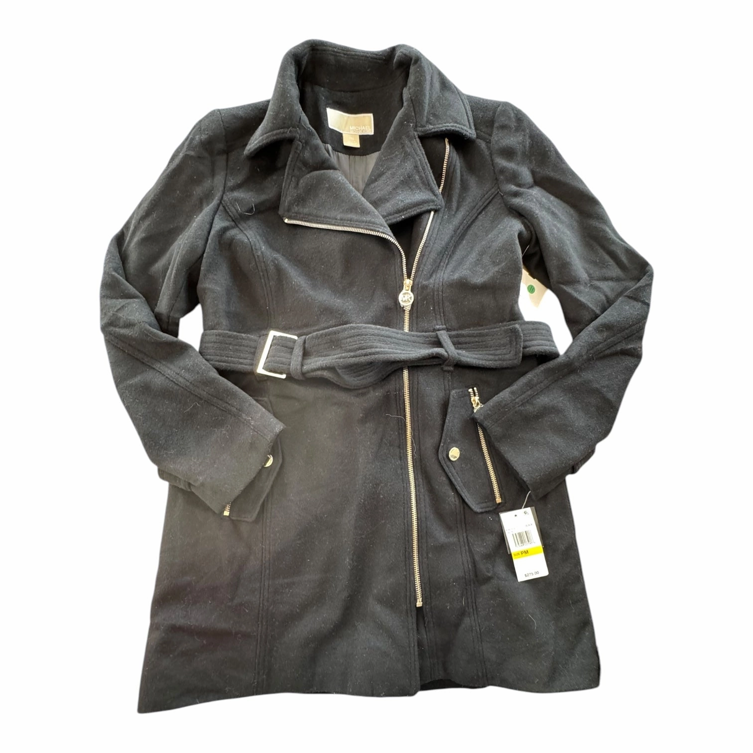 Full Length Zipper Closure Coat Designer By Michael By Michael Kors In Black, Size: Mp