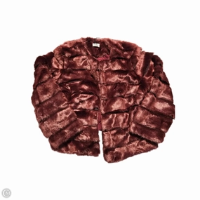 Noise Reduciting Fabric Coat Faux Fur & Sherpa By Ava & Viv In Red, Size: 1x