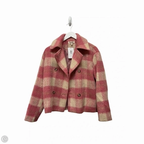 Coat Faux Fur & Sherpa By Peach Love Cream California In Plaid Pattern, Size: S Hypoallergenic Fiber Filling