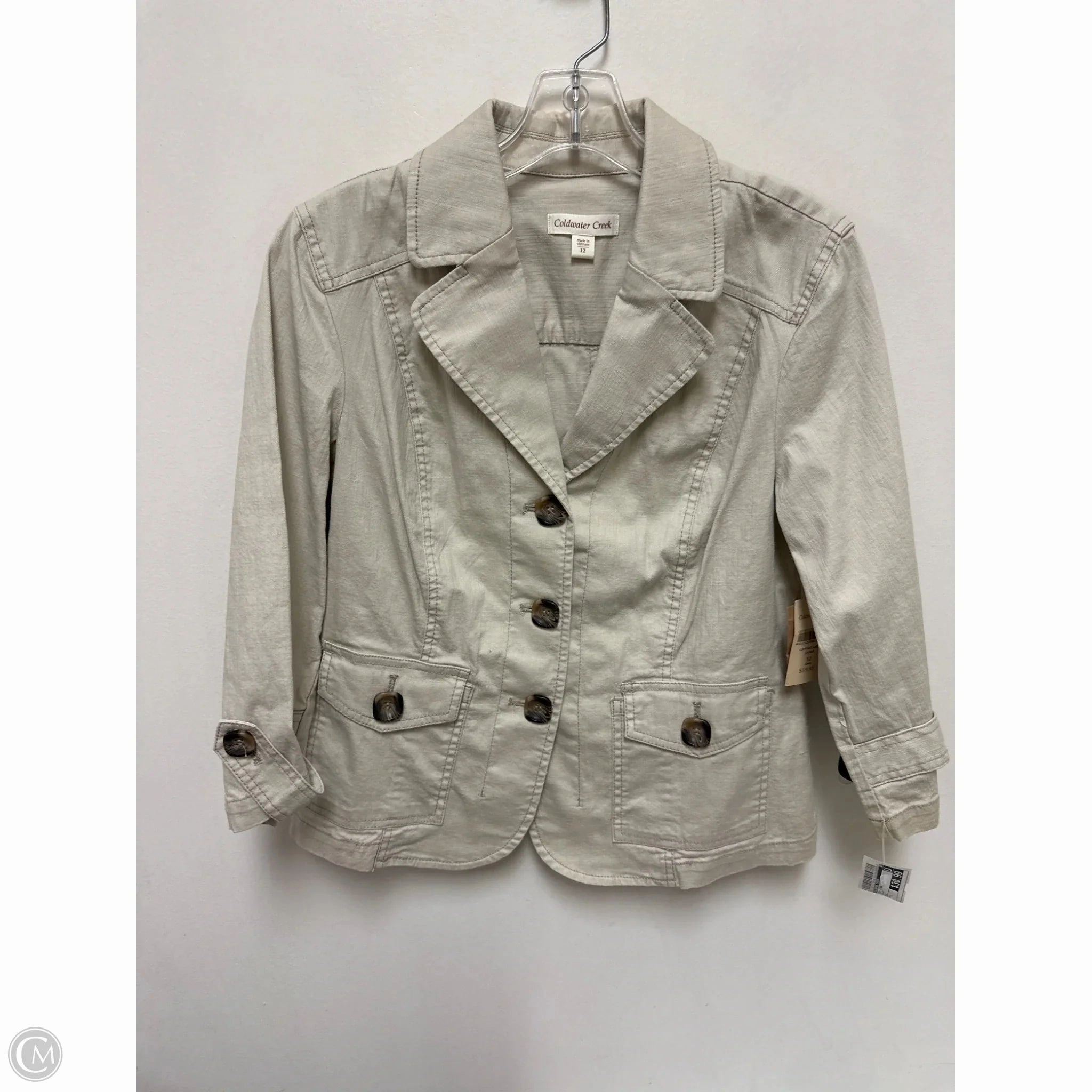 Light Reflective Zippers Roll Up Storage Design Coat Other By Coldwater Creek In Cream, Size: L