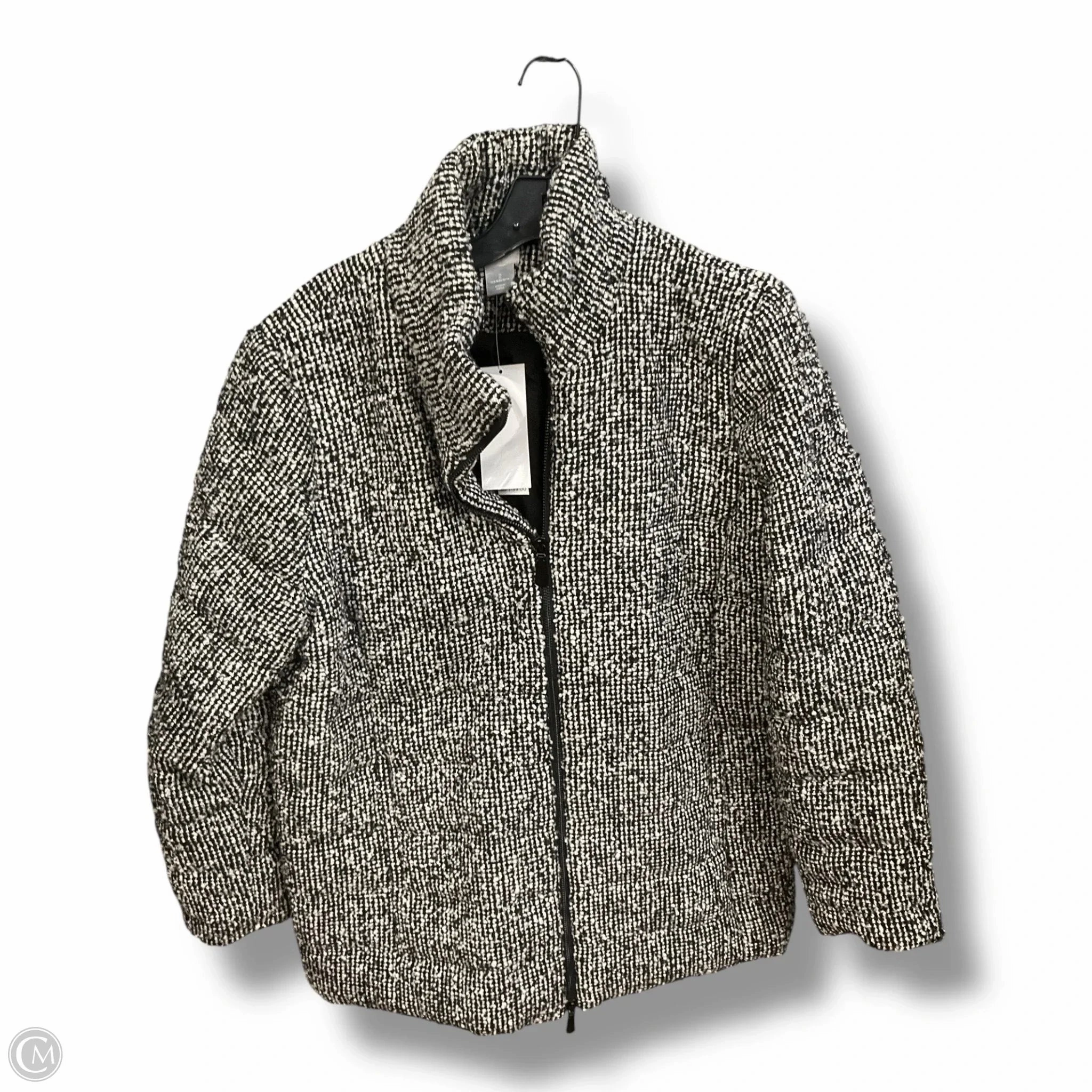 All Ground Coat Parka By Chicos In Black & White, Size: L