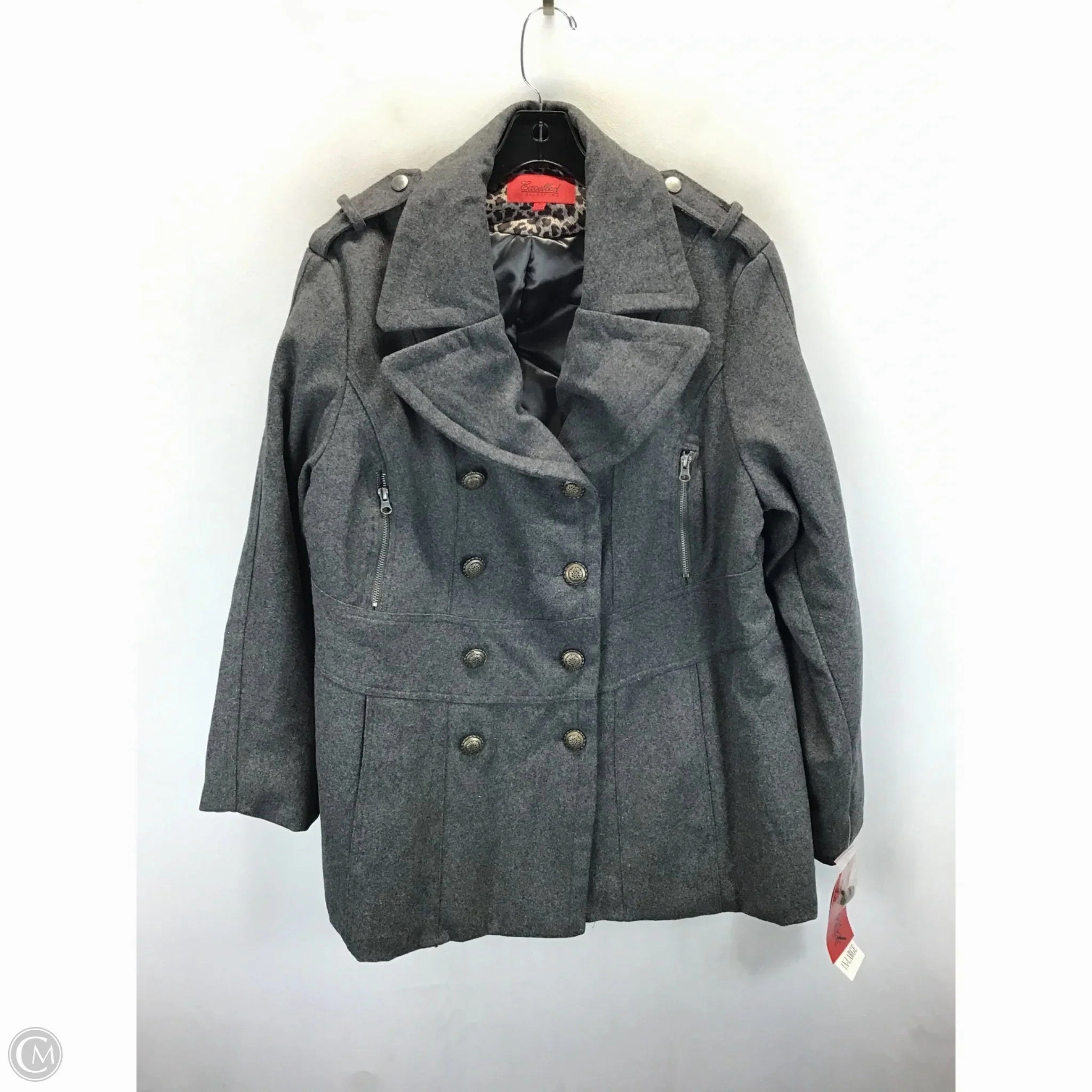 Anytime Outer Fit Coat Peacoat By Clothes Mentor In Grey, Size: 1x