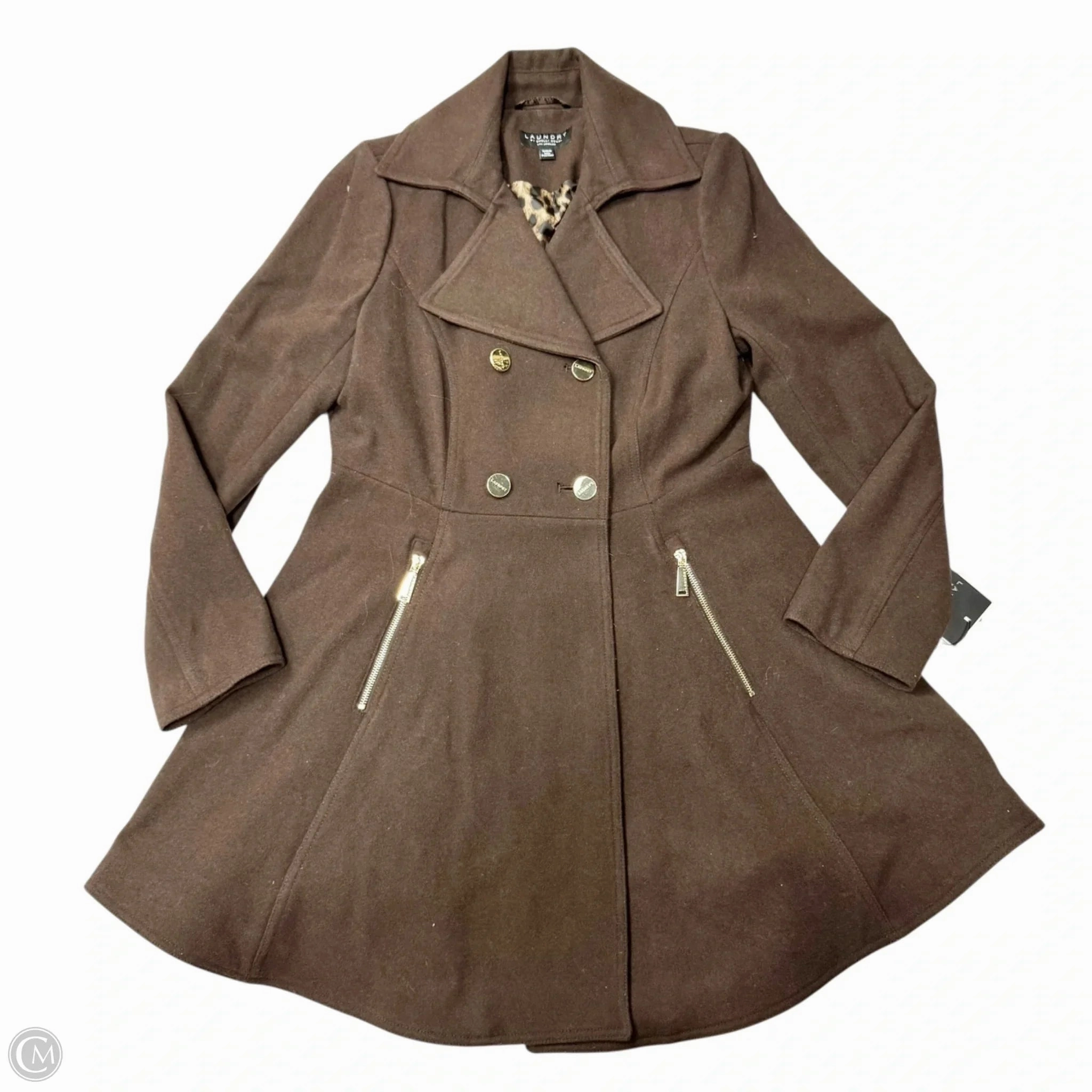 Coat Wool By Shelli Segal In Brown, Size: M Weekday Street Look Windproof Insulated Coat