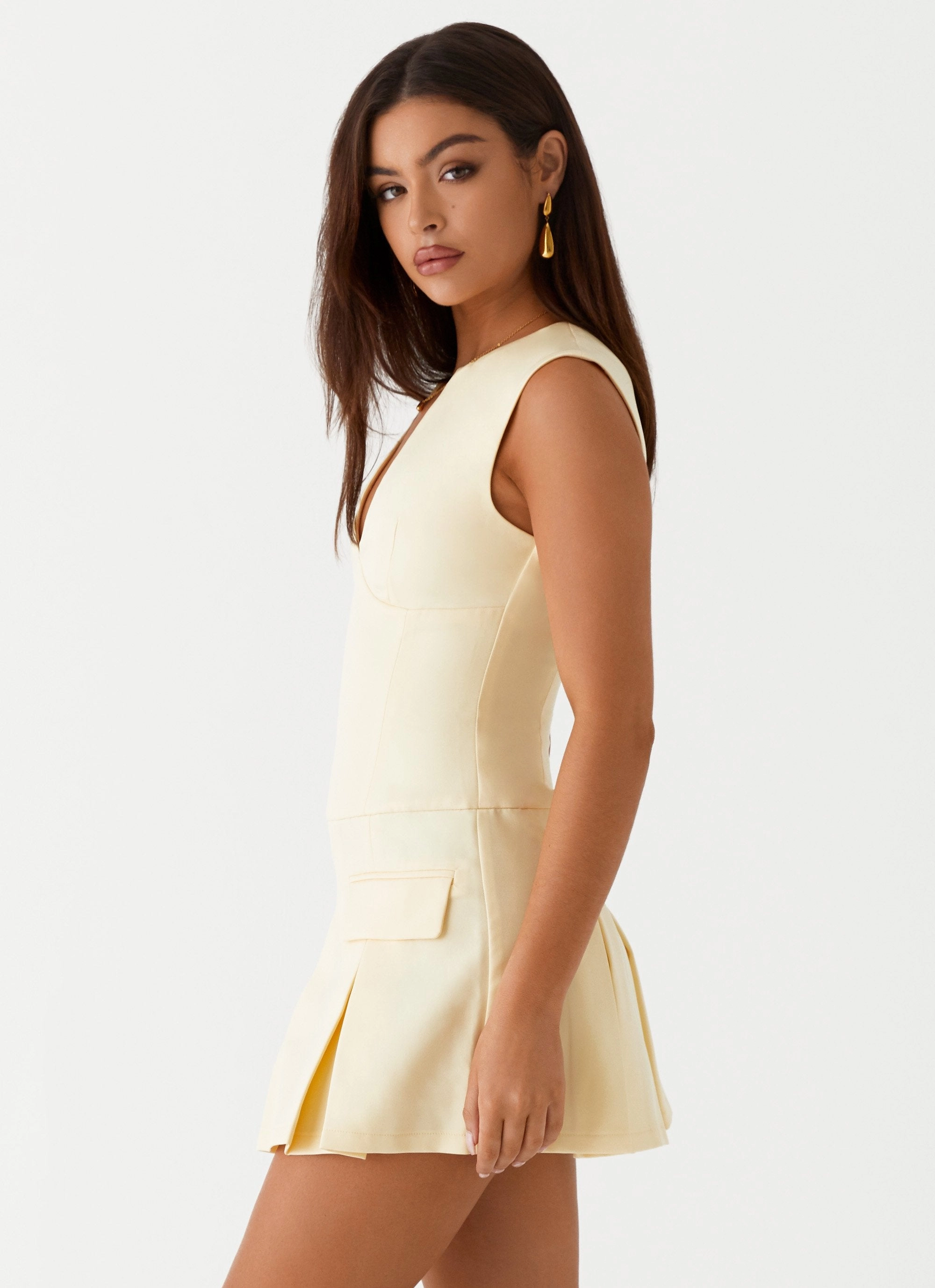 Cassia Mini Dress - Yellow Perfect Comfort Wear Day Romance