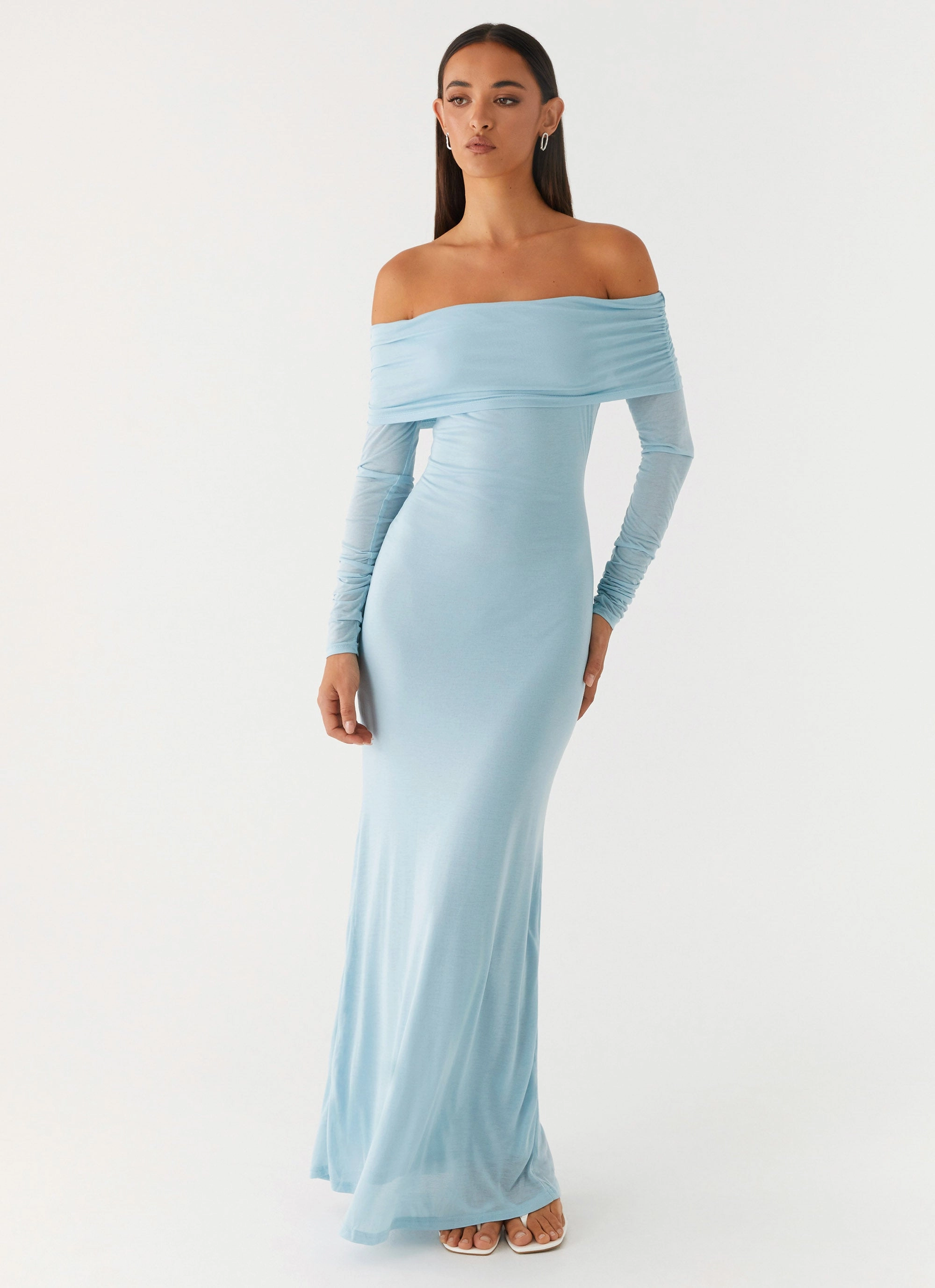 Cocoa Long Sleeve Maxi Dress - Blue Neutral Layer