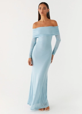 Cocoa Long Sleeve Maxi Dress - Blue Neutral Layer