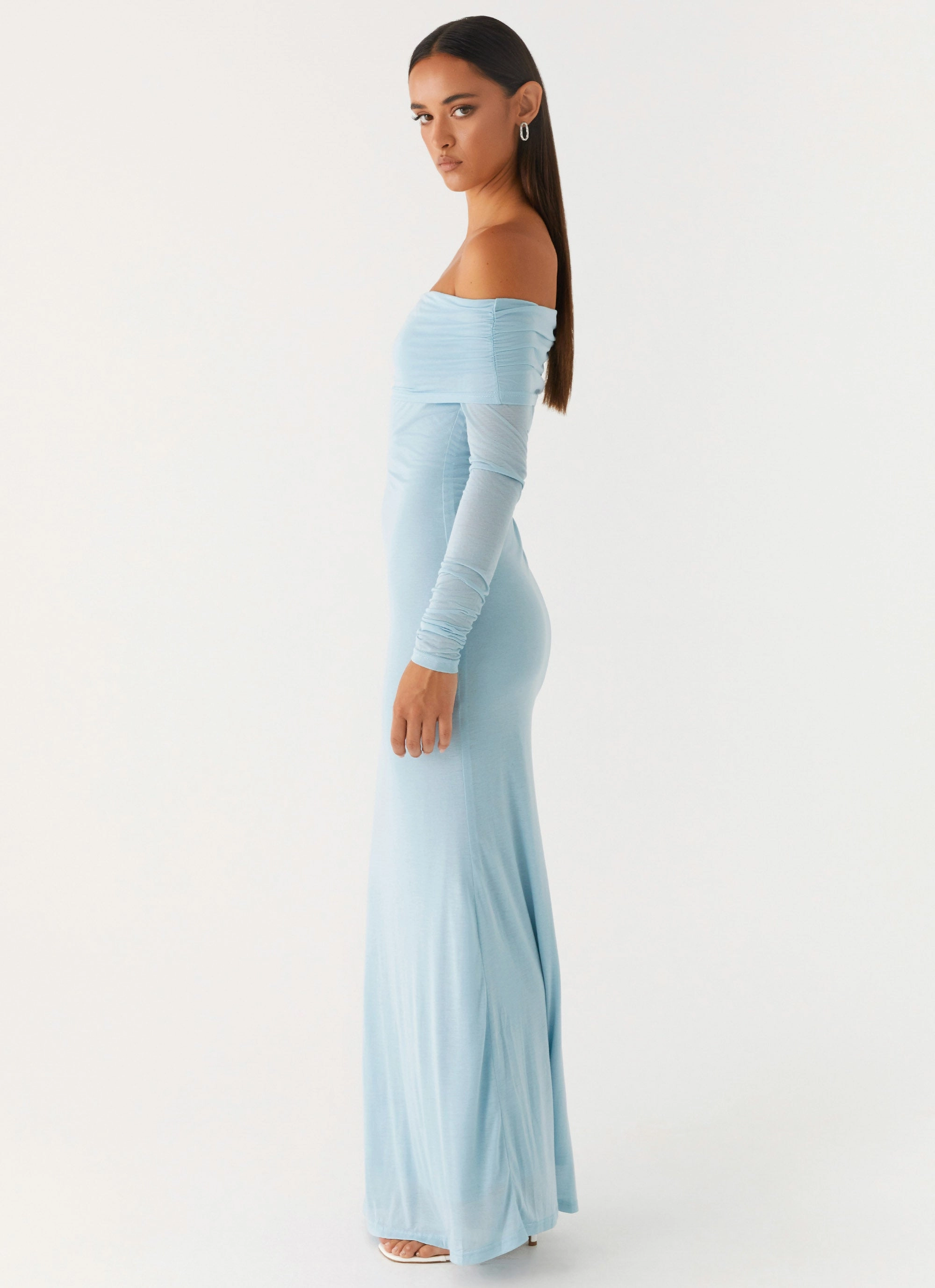 Cocoa Long Sleeve Maxi Dress - Blue Polished Cut