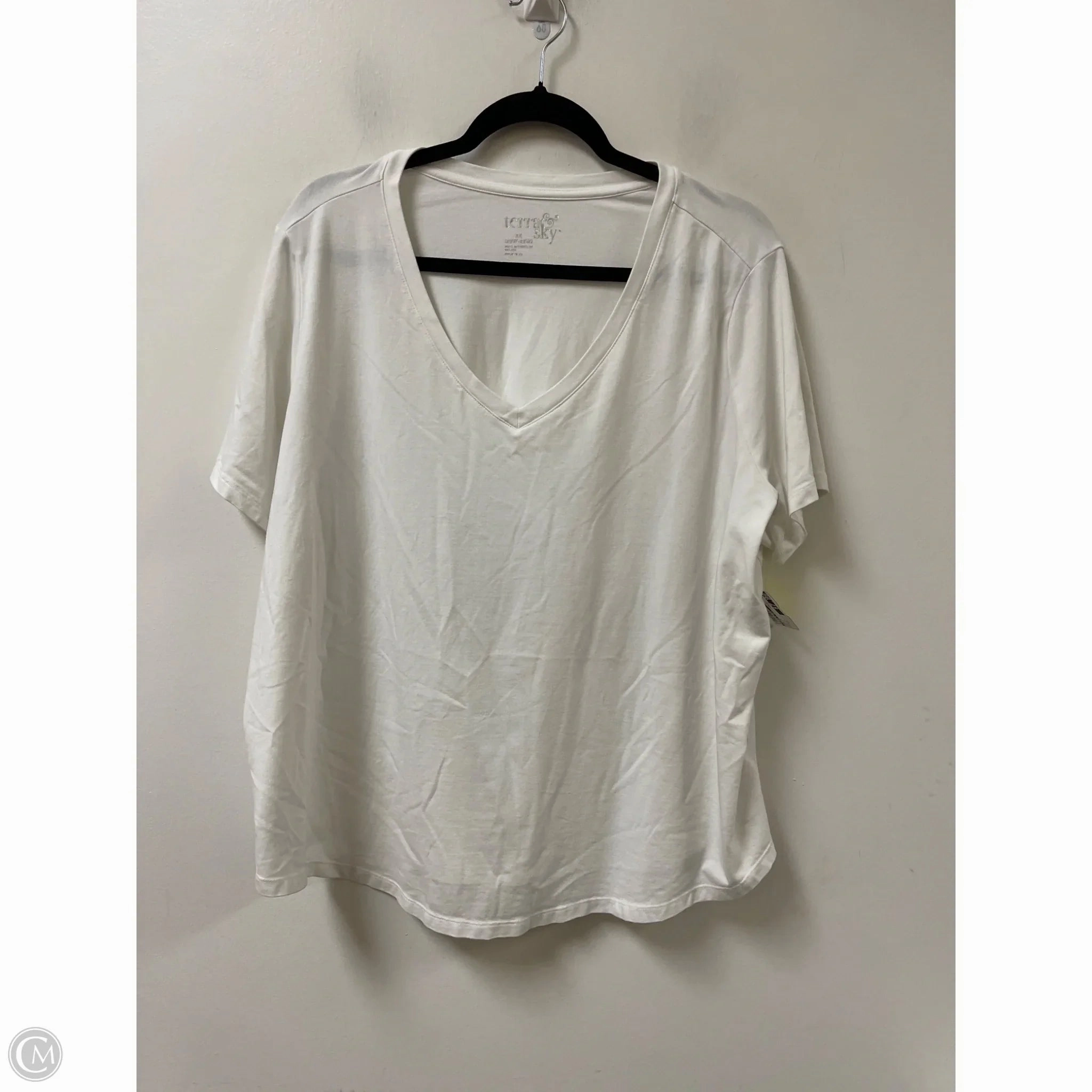 Top Short Sleeve By Terra & Sky In White, Size: 2x Anti Bacterial Treatment