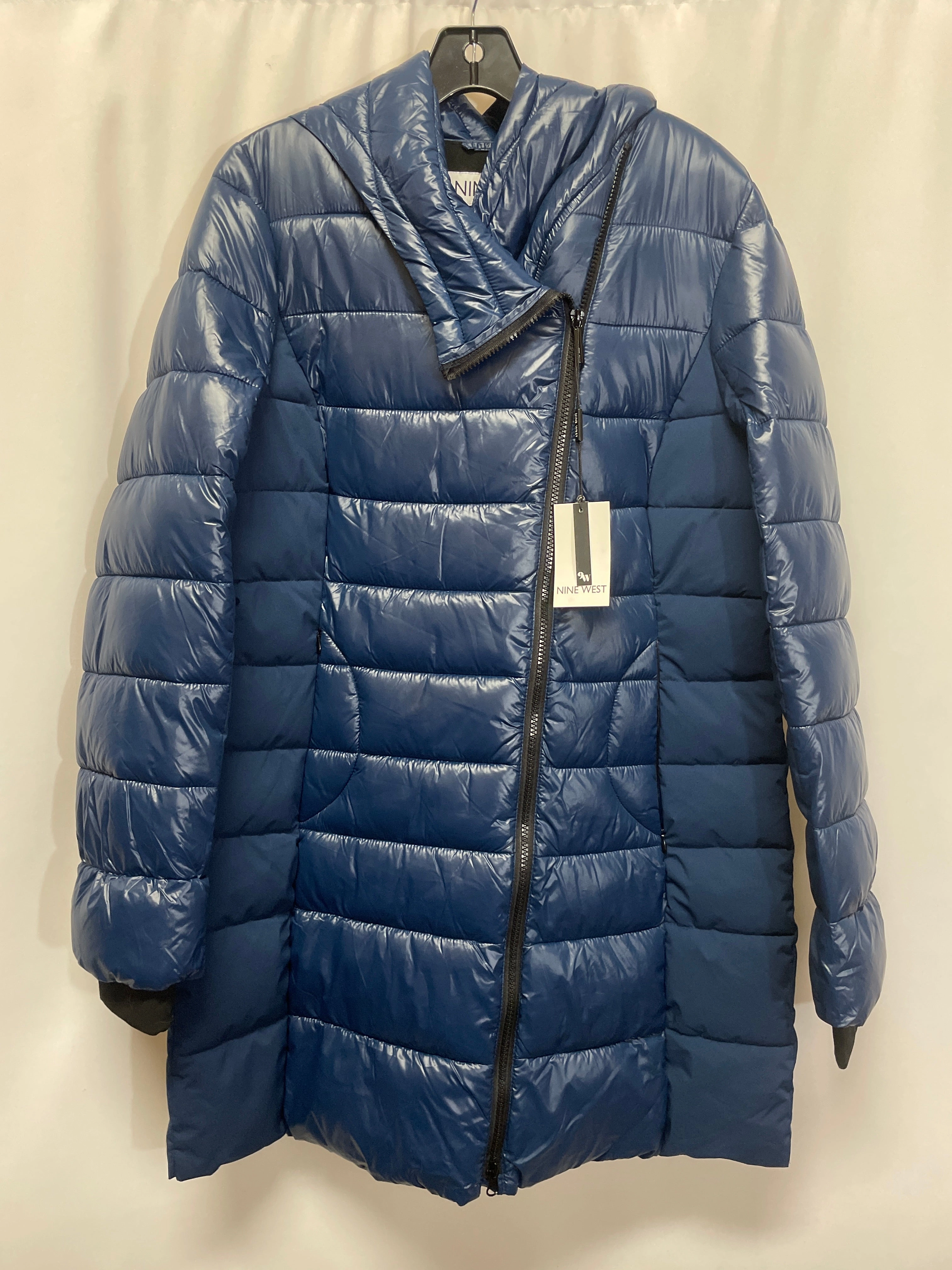 Versatile Styling Coat Puffer & Quilted By Nine West In Blue, Size: M