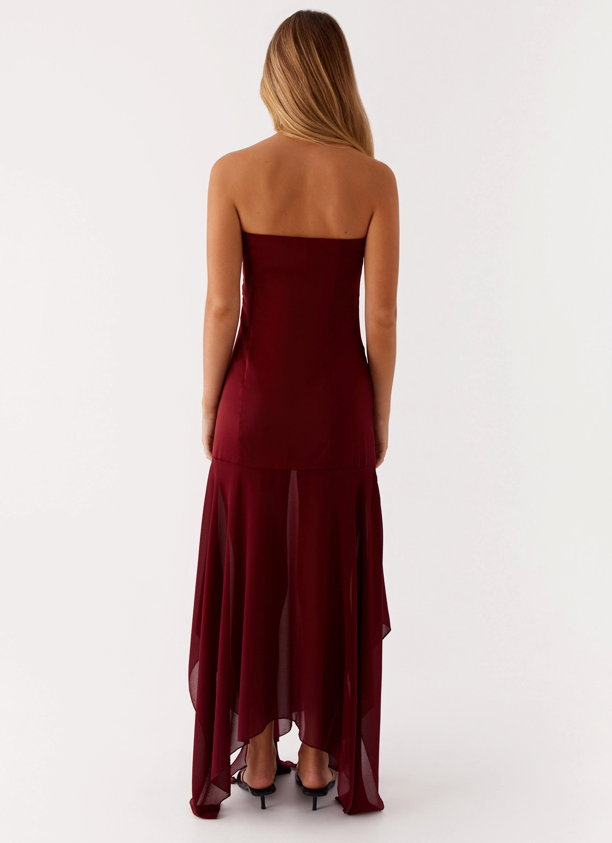 Relaxed Finish New Mood Collision Satin Maxi Dress - Cherry Red