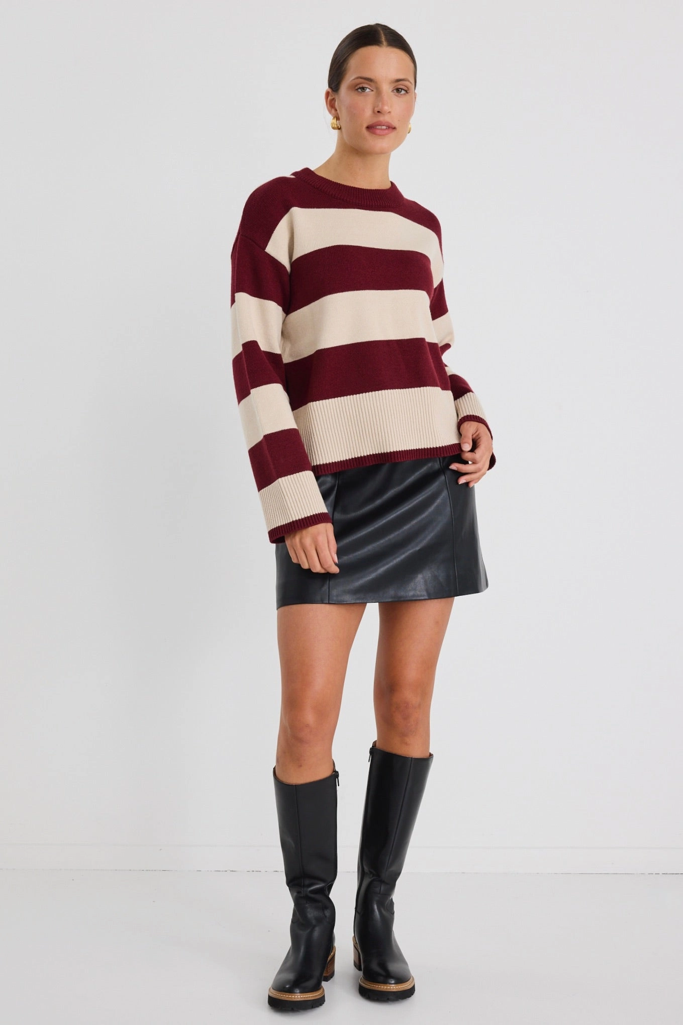 Bold Statement High End Quality Synergy Black PU Leather Mini Skirt