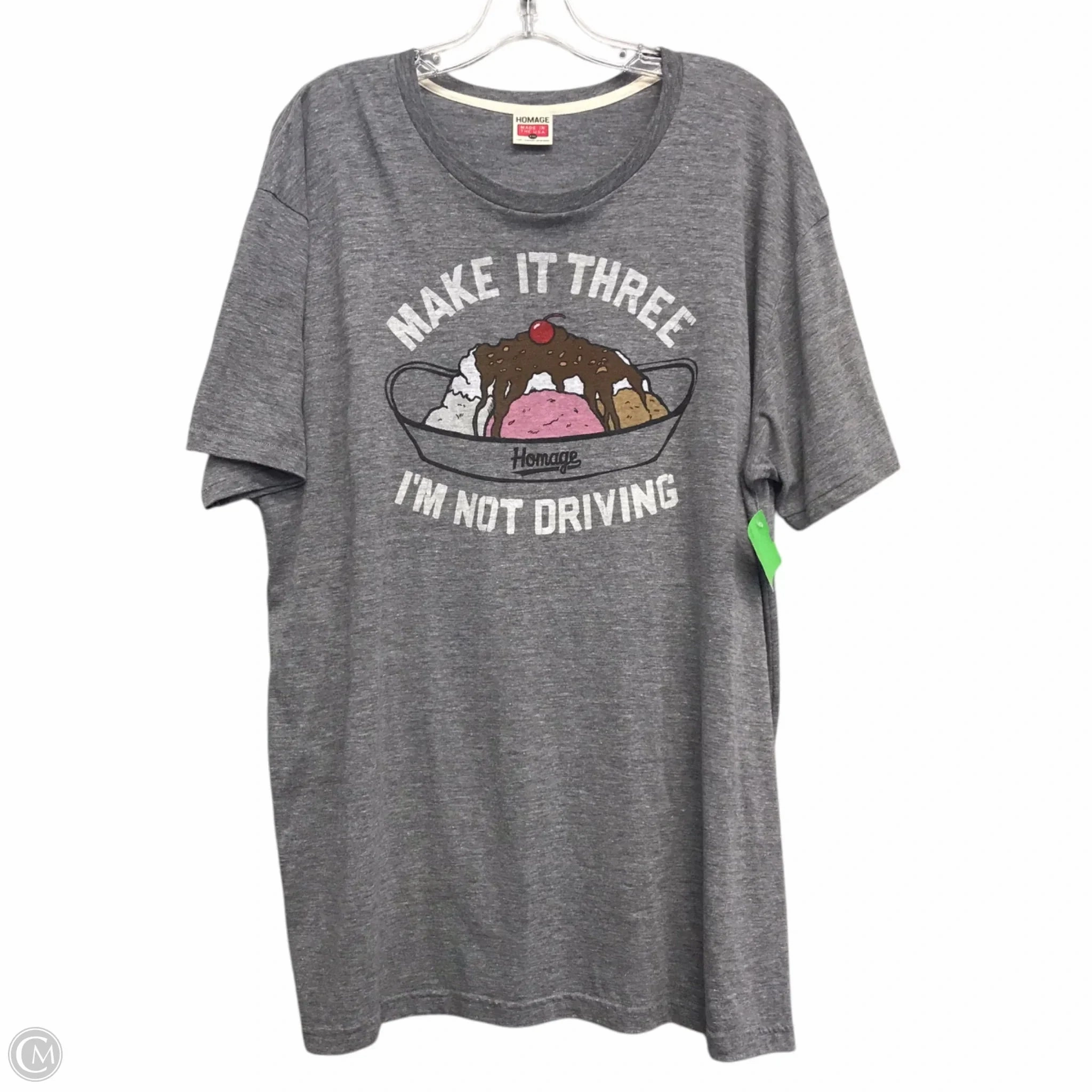 Top Short Sleeve By Homage In Grey, Size: 1x Teenager fashion