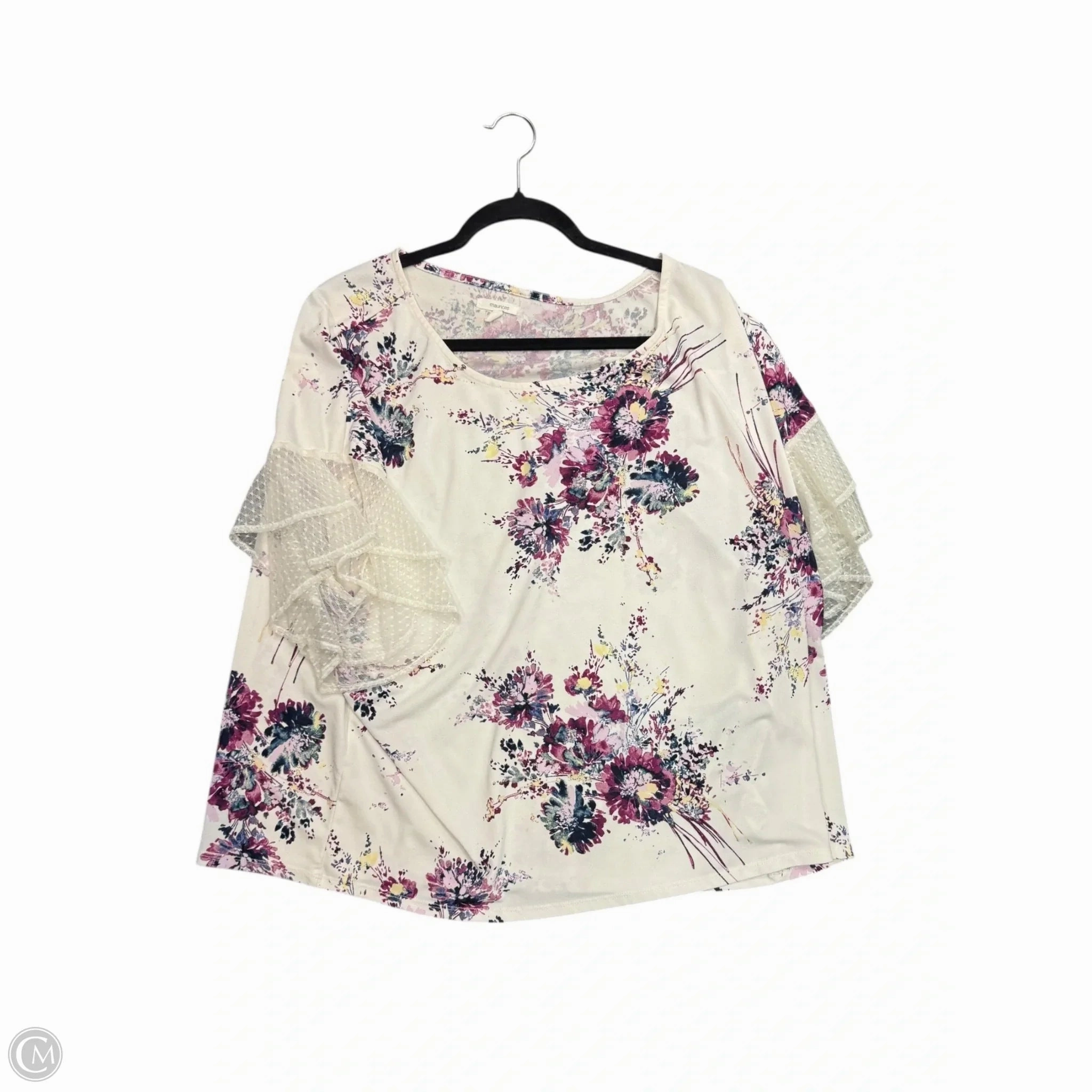 Foam Print Detail Casual Appeal Top Short Sleeve By Maurices In White, Size: 2x