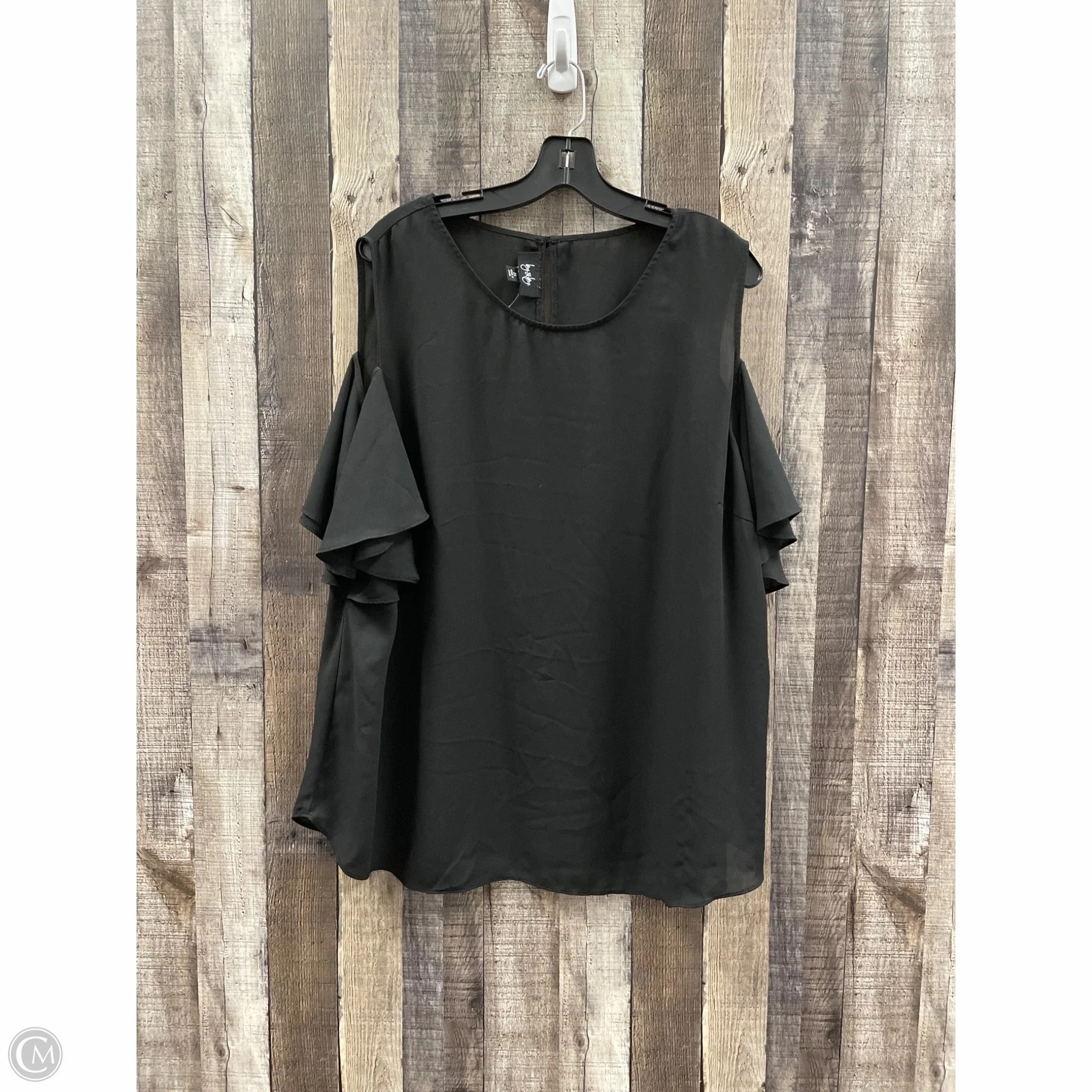 Comfortable Look Durable Knit Structure Top Short Sleeve By By & By In Black, Size: 2x