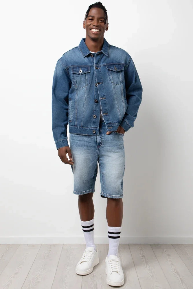 Denim Shorts Blue No Ride Up Silicone Grip Outdoor Use