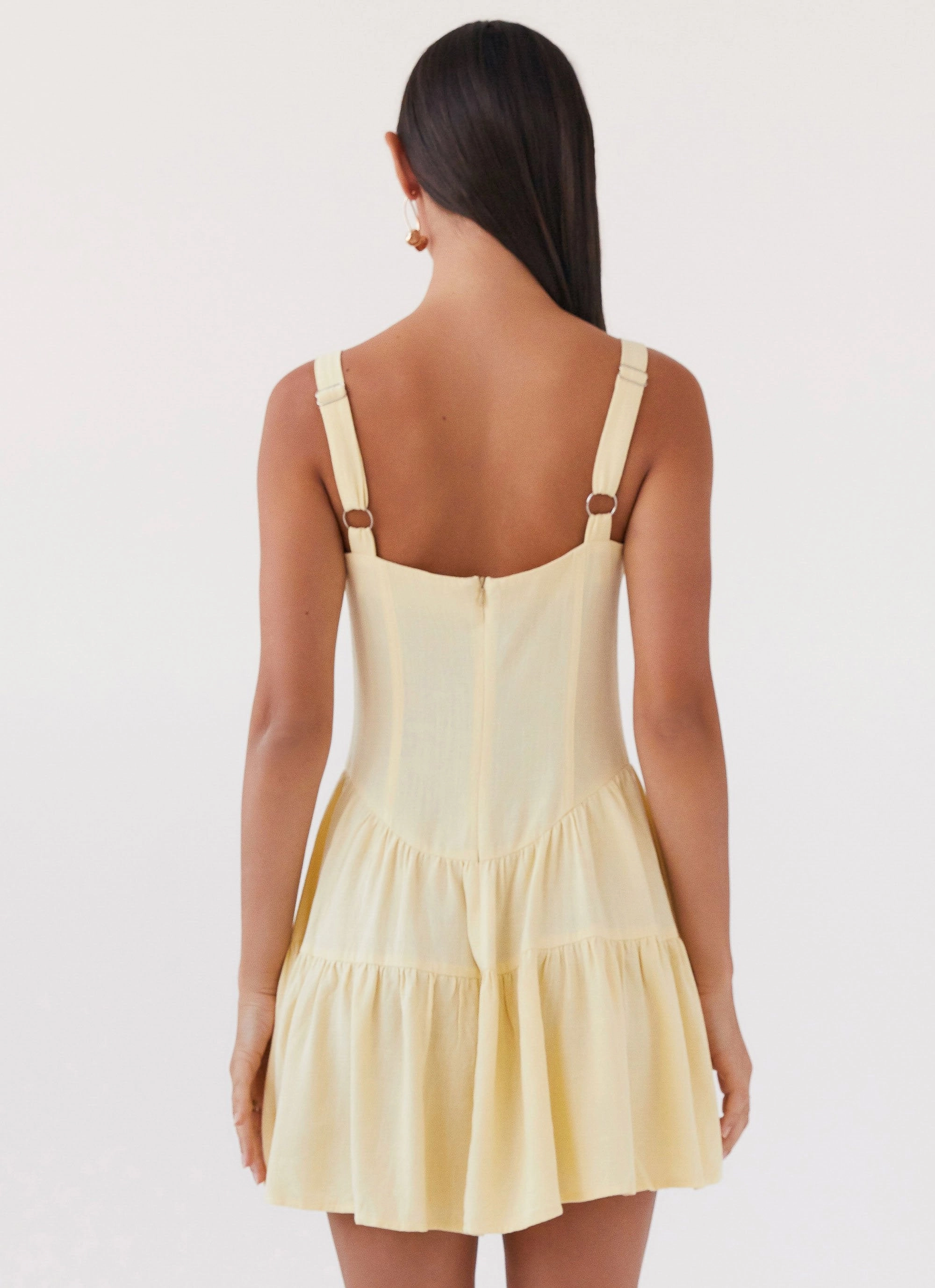 Lucie Linen Mini Dress - Yellow Body Harmony Chill Style