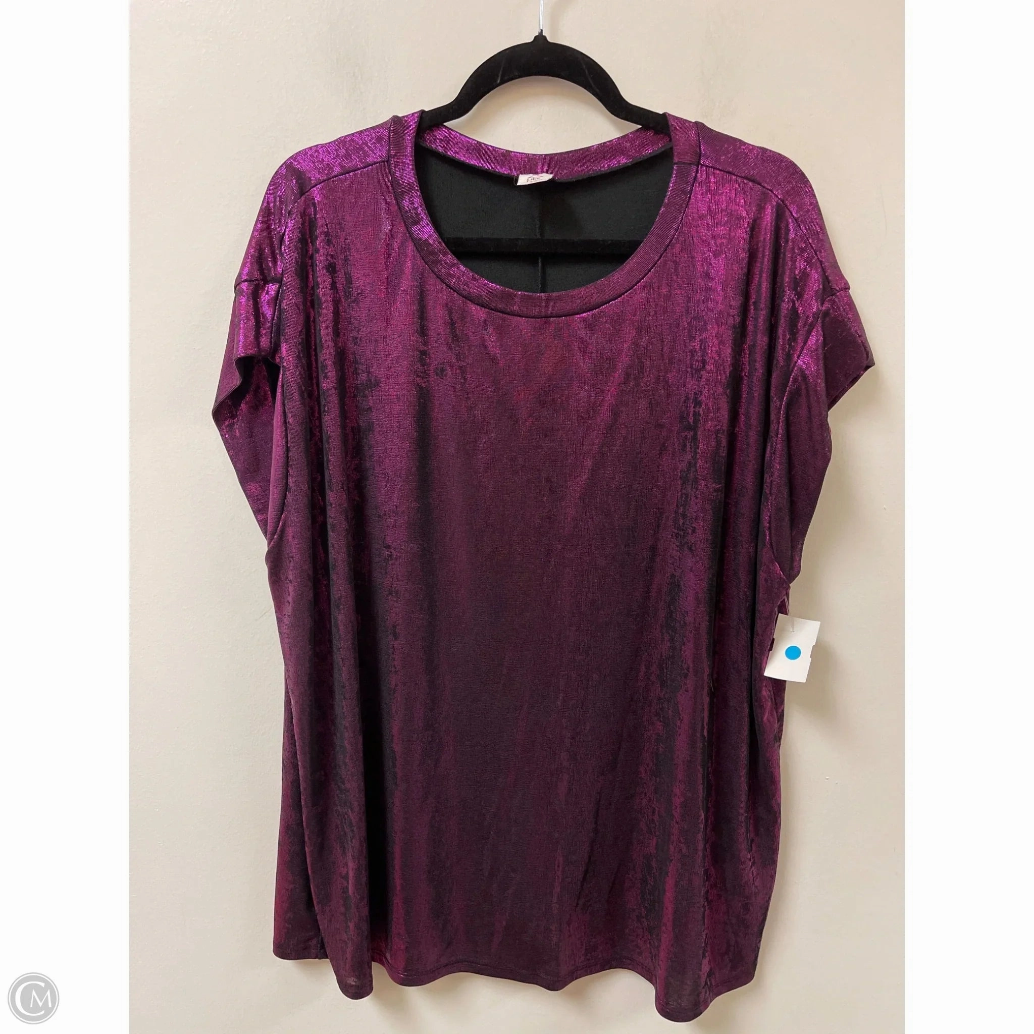 Top Short Sleeve By Clothes Mentor In Purple, Size: 2x Multi Panel Structure