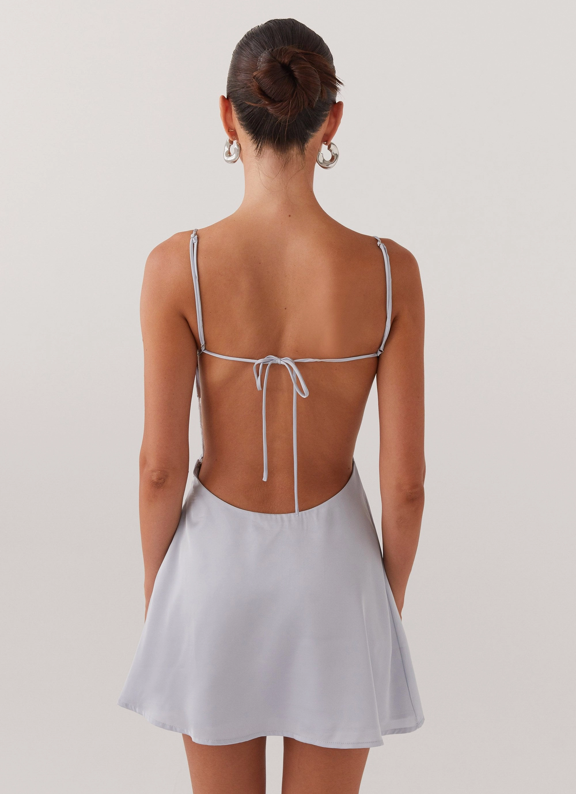 Functional Style Timeless Look Ayla Satin Mini Dress - Arctic Blue