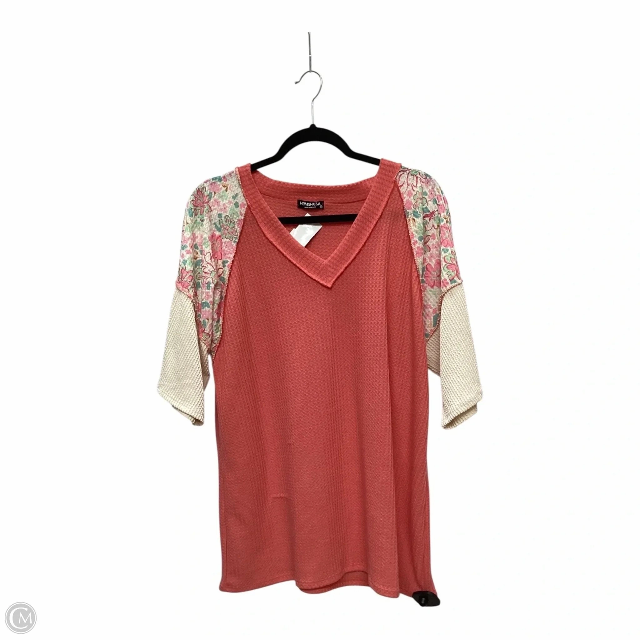 Heathered Fabric Top Short Sleeve By Heimish Usa In Pink, Size: 2x