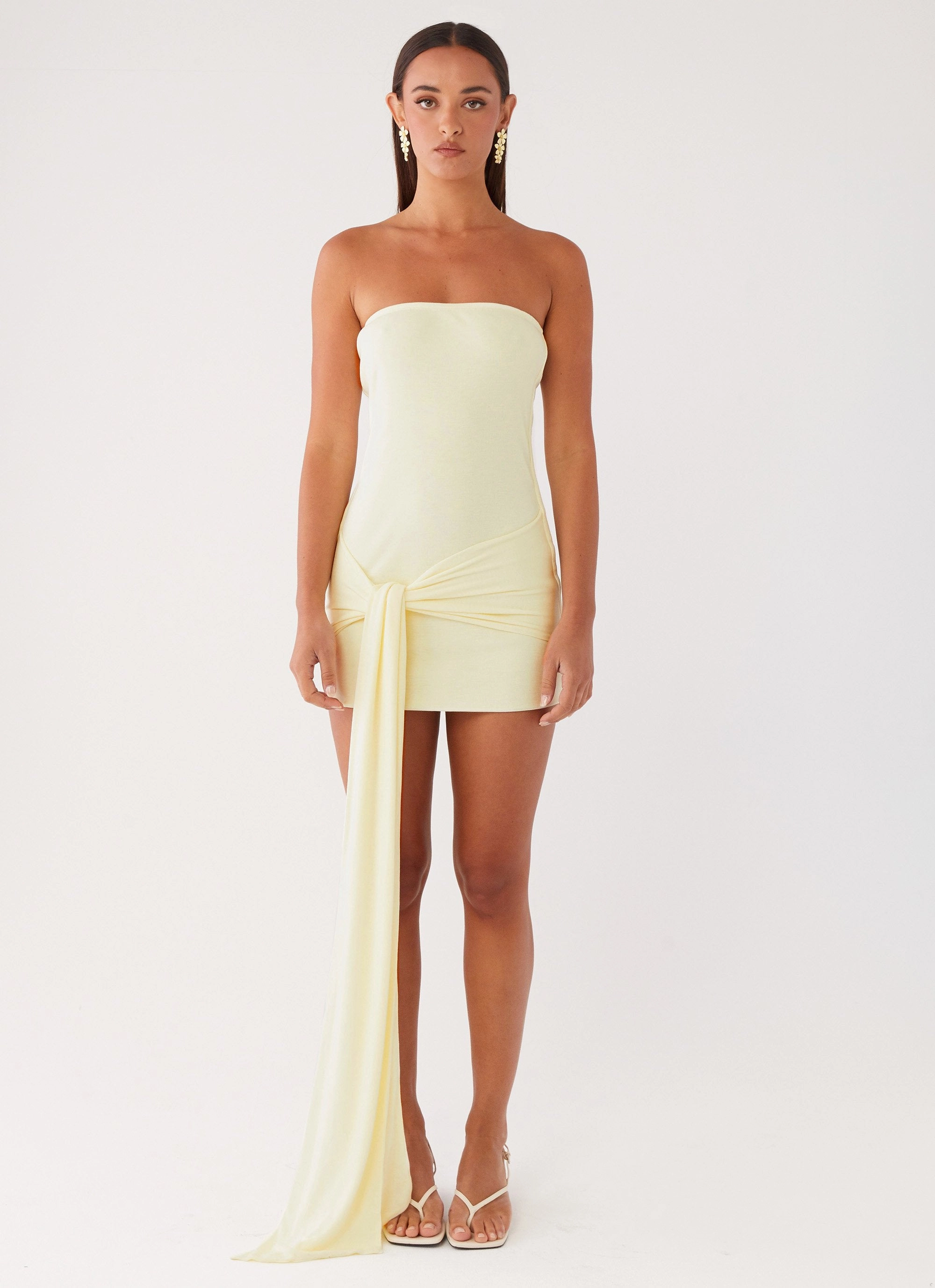 Eternal Gaze Strapless Wrap Mini Dress - Ivory Photo Bright Night Vibes