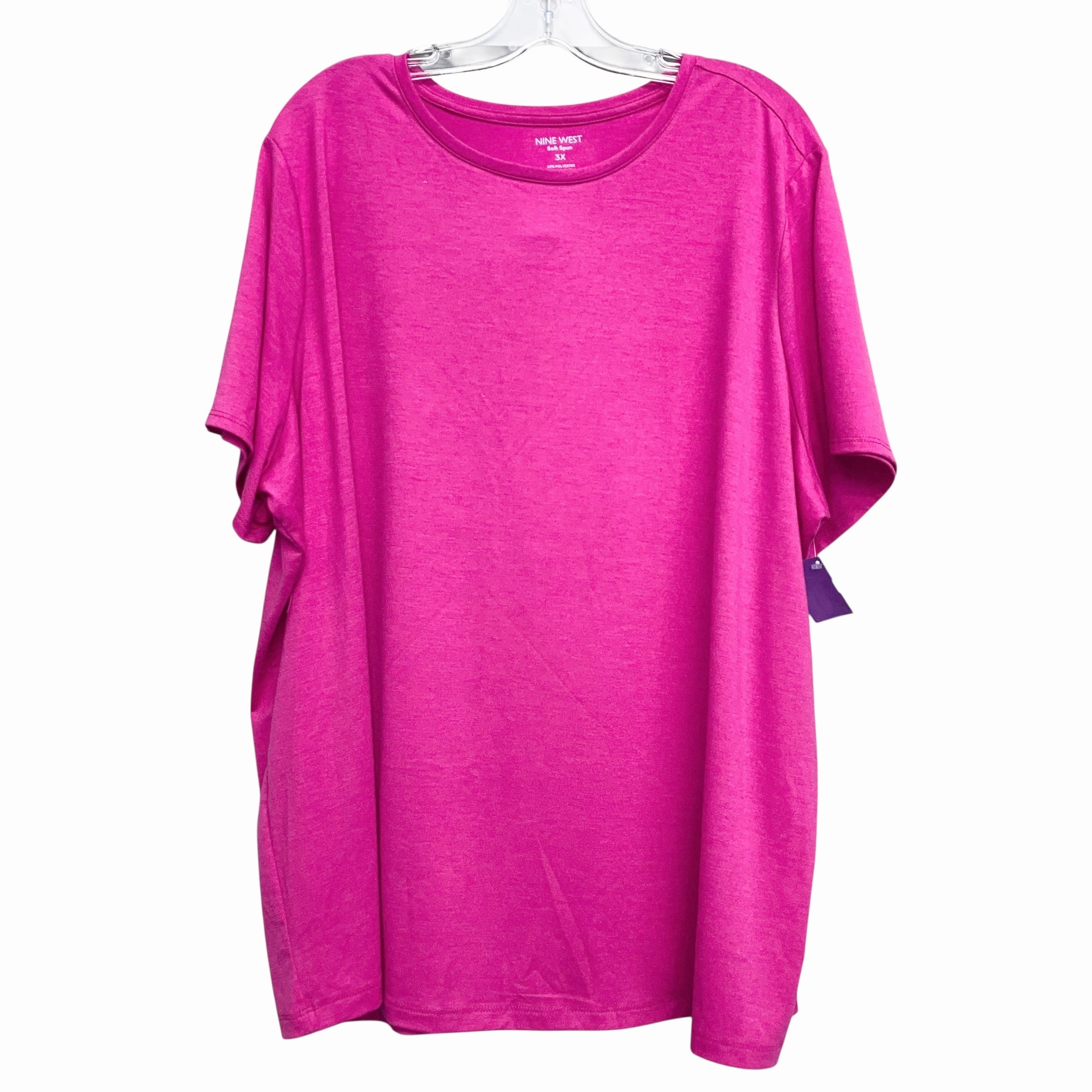 Top Ss Basic By Nine West In Pink, Size:3X yoga clothing Flexible Neckband