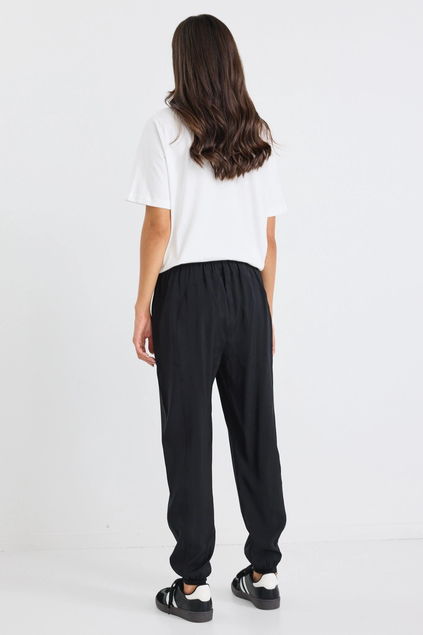 Low Profile New Warrior Black Relaxed Drapey Drawstring Stretch Cuff Pant