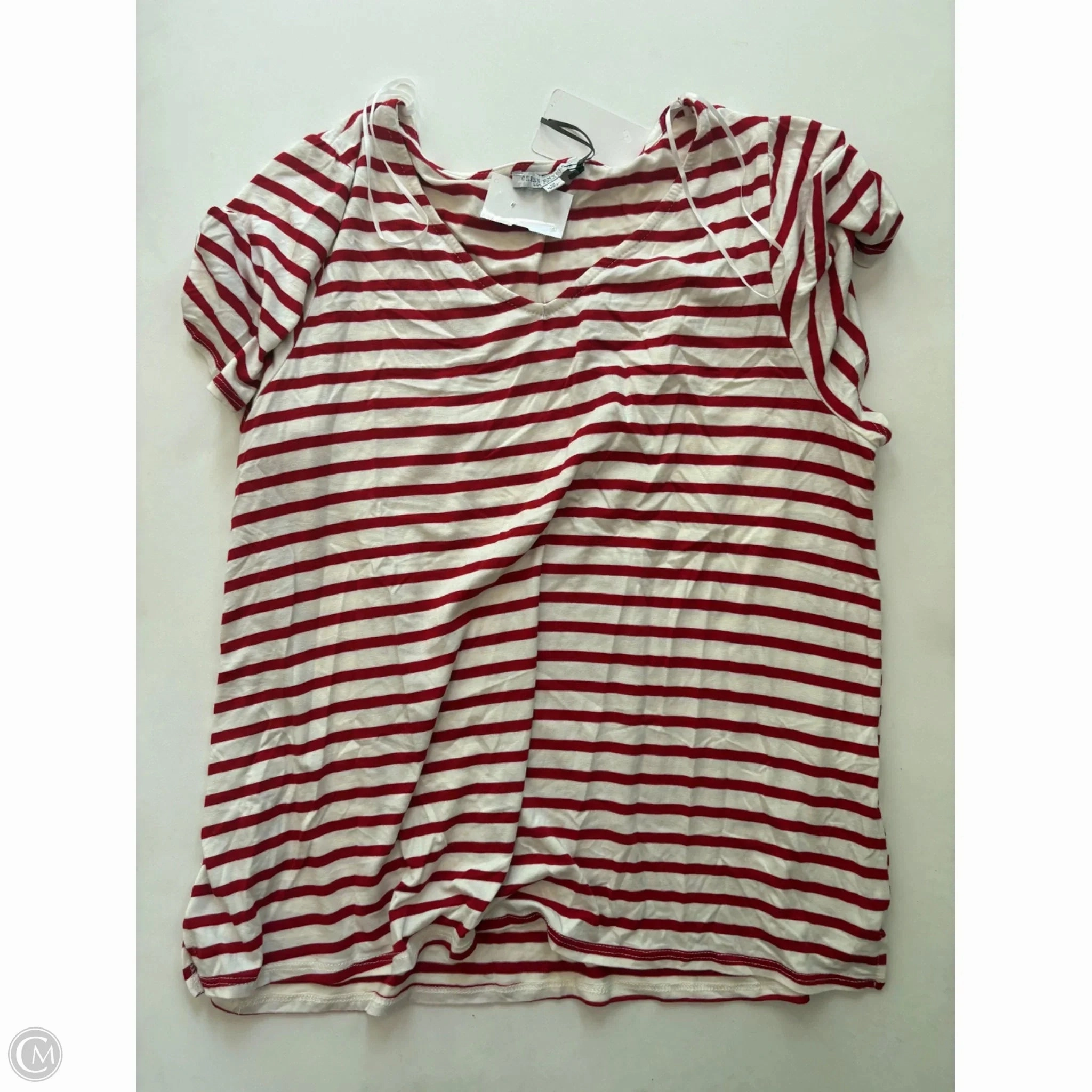 Stretchable Top Short Sleeve By Green Envelope In Striped Pattern, Size: 1x