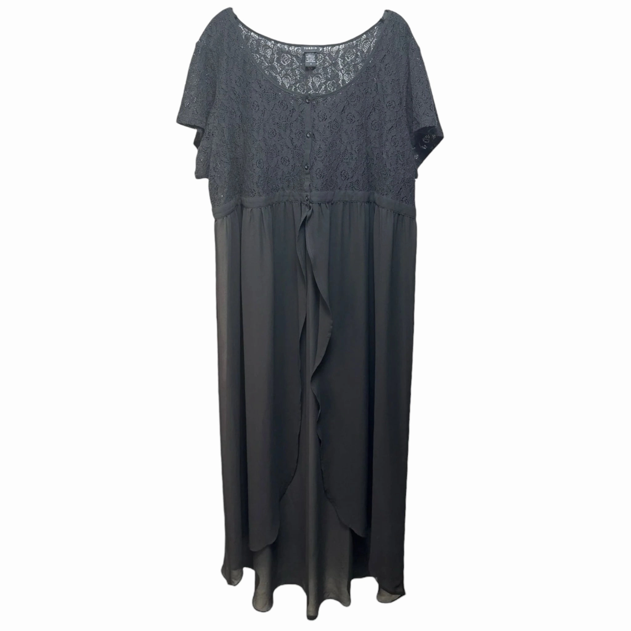 Breathable knit Lace Chiffon Maxi Top By Torrid In Black, Size: 4X