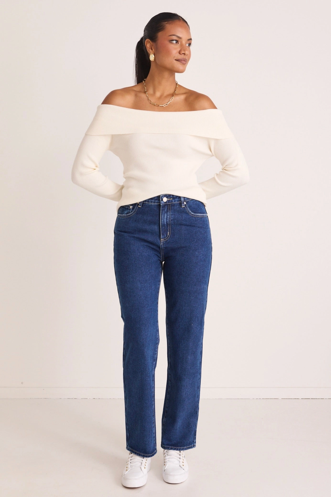 Lexie Dark Blue High Waist Straight Leg Jean NonChafingLegs